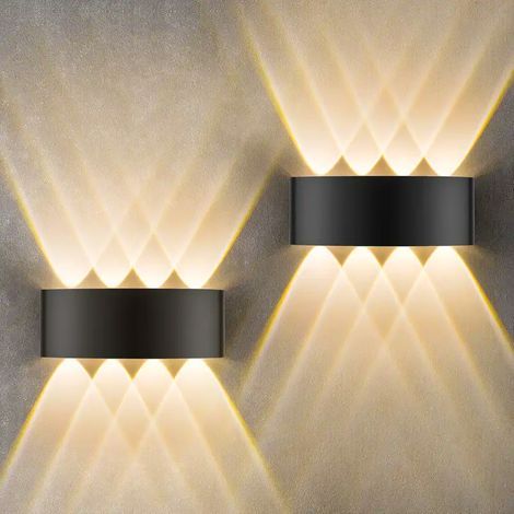 LED-Wandleuchten für den Innen- und Außenbereich, Garten-/Nachttischlampe, wasserdicht (IP65), warmweißes Licht, 8 W, 2er-Pack, 3000 K, Aluminium (1/5)