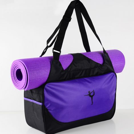 Yogatasche aus Polyester, Viskose-Design, großes Fassungsvermögen (48 x 24 x 16 cm), Sporttasche für Fitnessstudio und Sport, Yoga-Lila (1/3)