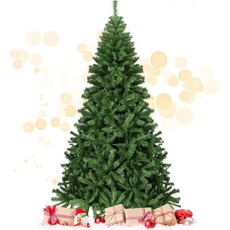 COSTWAY Albero di Natale 180/225 cm, Albero di Natale Artificiale con 1000/1346 Rami Densi e Base in Metallo con Cuscinetto Antiscivolo, Albero di Natale Folto per Casa, Ufficio e Negozio (225 cm) (1/5)