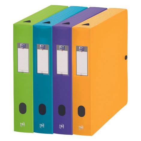 Boîte de classement plastique Oxford Memphis dos 6 cm couleurs assorties mode - Lot de 10