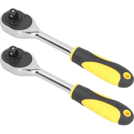 Lot de 2 clés à cliquet jaunes à torsion élevée, outils de réparation à main, clés à poignée droite (1/5)