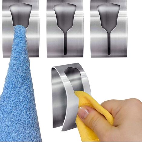 Set mit 4 selbstklebenden Küchenhandtuchhaltern aus Edelstahl, selbstklebenden Badhaken, 5 kg