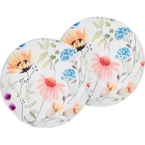 Conjunto de 2 cojines de jardín almohada de exterior ⌀ 40 cm poliéster estampado floral multicolor Monesi
