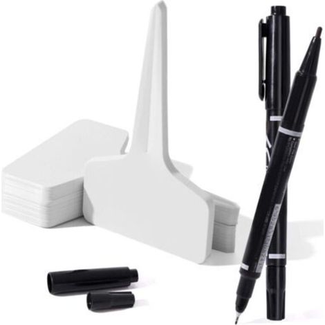 150 pièces Etiquette Jardin Exterieur Marqueurs en Plastique de Plantes Type T Plastique Etiquette Potager avec 2 stylos à encre gel en et Accessoires pour Plantes(blanc )10 x 6 cm (1/5)