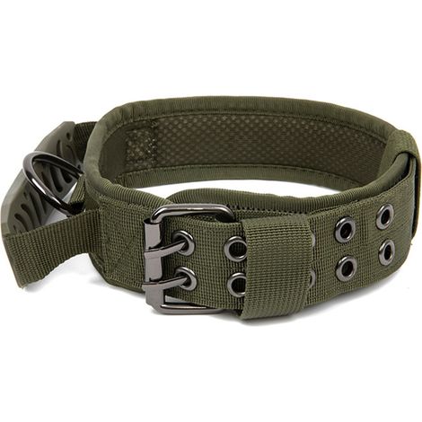 Collier Tactique Pour Chien Avec Poignée - Nylon Résistant Réfléchissant Rembourré Pour Dressage Extérieur - Largeur 3.8cm (1/5)