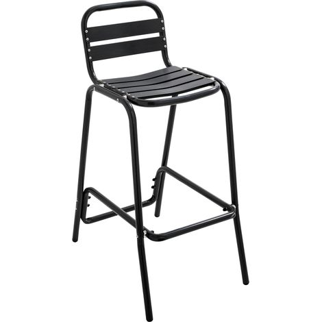 Tabouret haut en aluminium anodisé noir (1/5)
