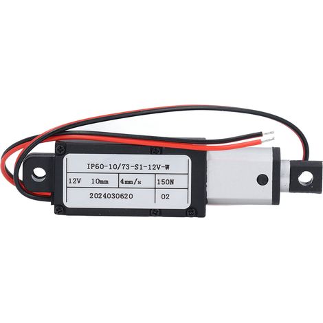 Actionneur linéaire miniature électrique, poussée de 150 N, course de 10 mm, verrouillage automatique de la languette, vitesse de 4 mm/s, 12 V (1/5)