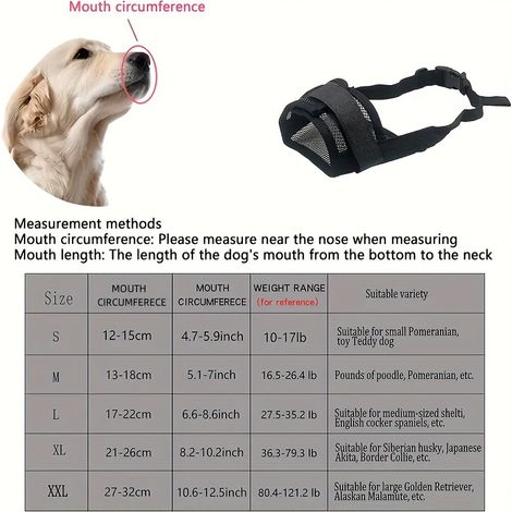 Muselière en maille aérée pour grands chiens - Ajustable, anti-aboiements et anti-morsures - Empêche les chiens de fouiller, lécher et mâcher - Accessoire de toilettage, d'éducation et de promenade - (1/4)