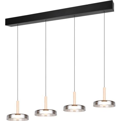 Suspension barre noire 4 globes LED 3000K Trio Celeste (1/5)