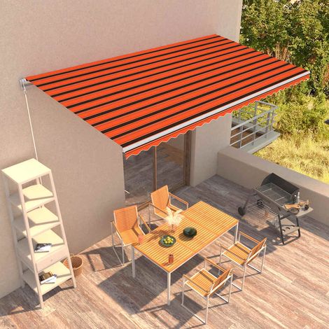 Store banne-Auvent manuel rétractable 600x300 cm Orange et marron (1/5)