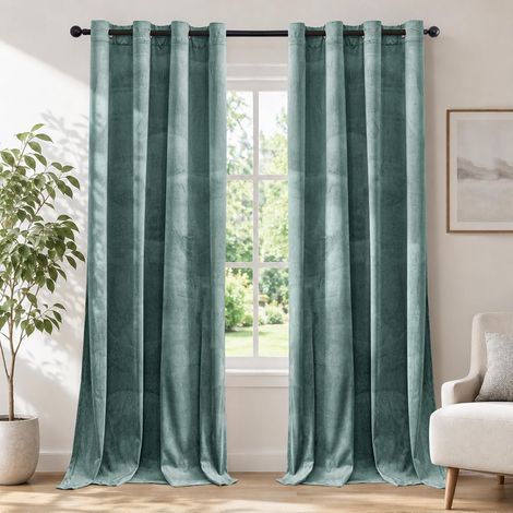 Tende Termiche Oscuranti Set da 2 Pezzi Verdi 145x140 cm (1/5)