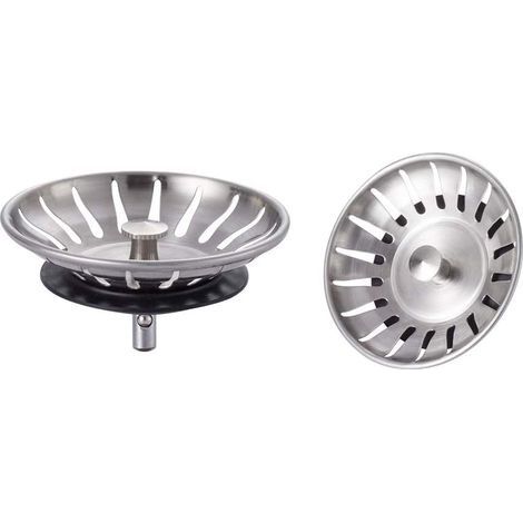 Bouchon Evier Cuisine Inox(Lot de 2) - Filtre Evier Cuisine Universel (Dia: 80MM), Bonde Evier avec 18 Fentes (1/5)