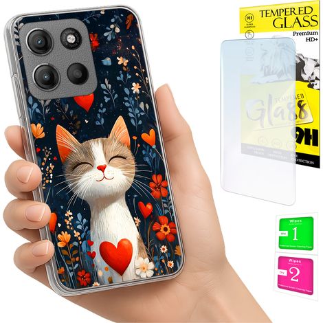 Funda para Motorola Moto G15 con diseño de gatito y cristal (1/5)