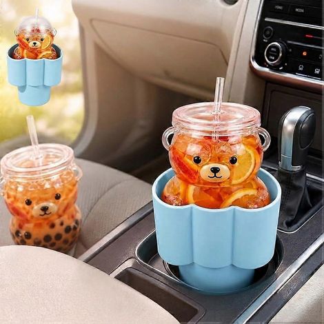 Porte-gobelet en forme de cœur pour voiture, compatible avec l'adaptateur Bearista pour gobelet en verre Porte-gobelet réutilisable pour voiture, cadeau pour l'intérieur du véhicule (1/5)