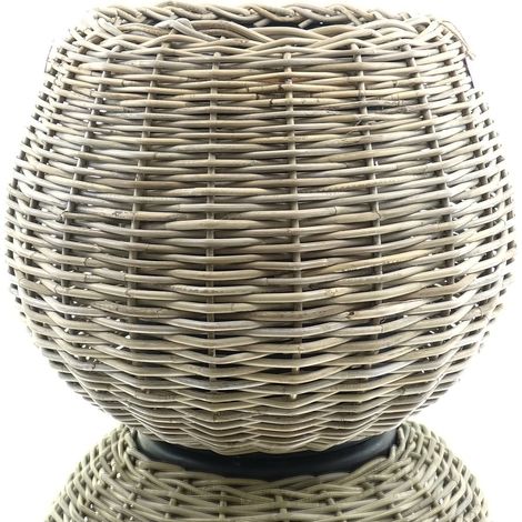 VAN DER LEEDEN DRYPOT® Rattan Tina Pflanzkübel Grau Ø 55 cm - Sylter Körbe (1/3)