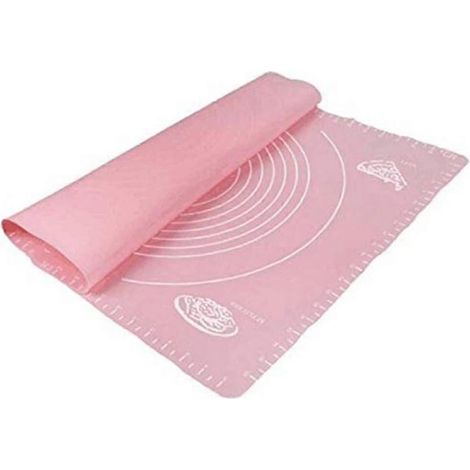 Tapis de cuisson extra large en silicone pour étaler la pâte, avec mesures, tapis de cuisson réutilisable en silicone antiadhésif (rose) (1/3)