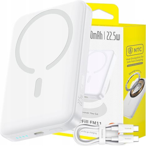Baseus Schnelllade-Powerbank mit induktiver Ladung, 10000 mAh PD, 22,5 W, USB, 1 Stück. (1/5)