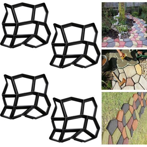 SWANEW Stampo per calcestruzzo da 4 pezzo, stampo per vialetto Strumenti per stampi per pavimentazione di vialetto per patio in cemento, 43x43x4 cm (1/5)