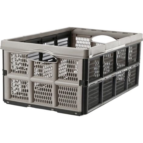 Cesta, cesta ajustable, organizador plegable, caja Klappbox, negro-topo, capacidad 32 l, dimensiones 50,5 x 34 x 22 cm para verduras, frutas, objetos pequeños, herramientas, trastos. (1/3)