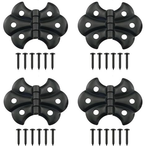 Charnières robustes pour clôtures - conviennent à diverses portes, armoires, boîtes, etc. - Lot de 4, noires, 8 x 2,4 cm