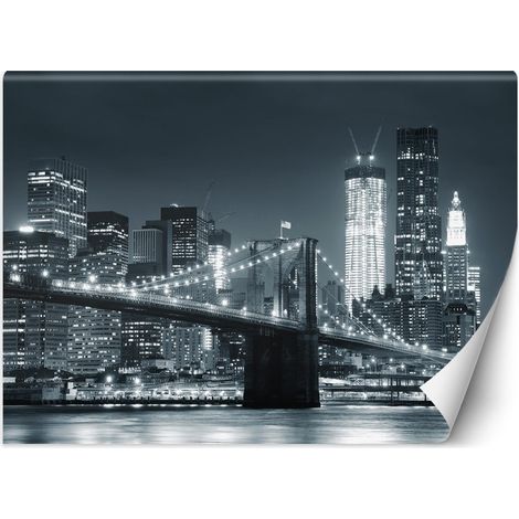 Papier peint mural, New York Brooklyn Bridge noir et blanc - 100x70 (1/5)