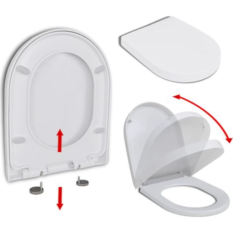 vidaXL Copriwater Ammortizzato e Sgancio Rapido Bianco Quadrato
