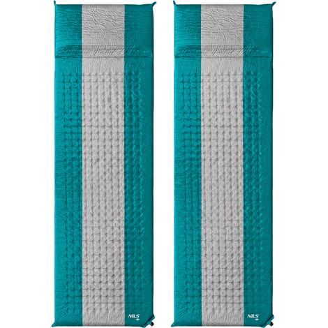 Colchoneta autoinflable para camping, color turquesa-gris, paquete de 2 unidades (1/5)