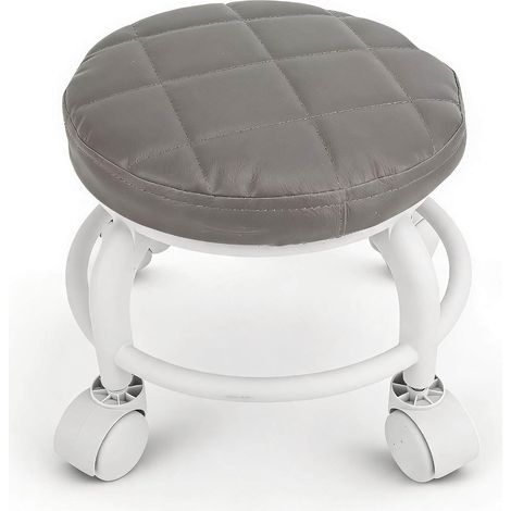 Tabouret de Pédicure avec roulettes, Tabouret de Garage Pivotant à Roue Muette, Tabouret Court sur roulettes, Tabouret Bas Roulant pour la Maison, Le Bureau, Le Garage et Le (Grey) (1/5)