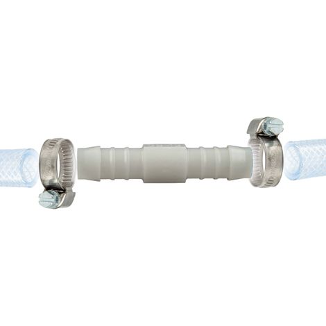 tecuro Schlauchverbinder Tülle 10 mm, mit Edelstahlschlauchschellen - Nylon weiß (1/3)