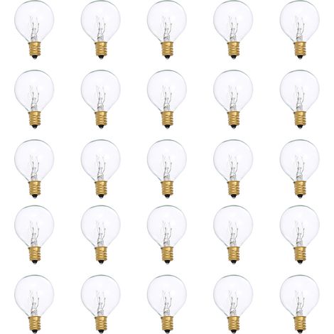Lot de 25 ampoules G40 de rechange en tungstène 7 W 220-240 V avec culot E12 transparent pour intérieur et extérieur, décoration de patio, maison, fête de mariage (1/5)