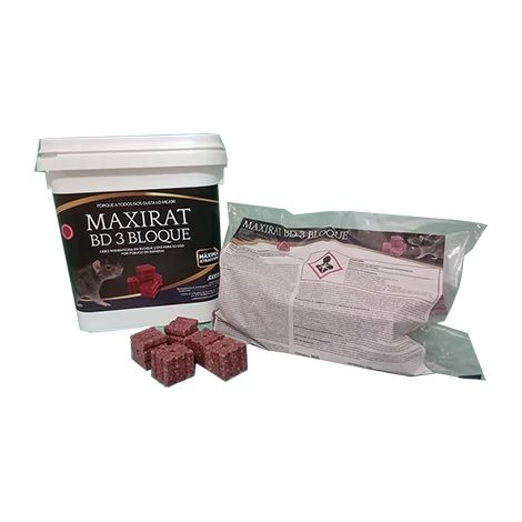 MAXIRAT BD-3 bloc, appЉt en blocs, bromadiolone, cube 3 kg (3 x 1 kg x 25 gr)
