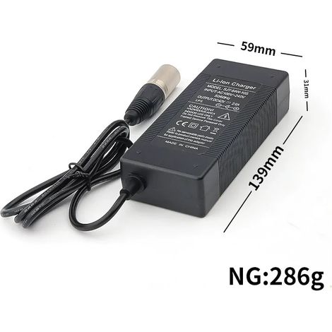 Chargeur 36V, sortie 42V 2A, connecteur XLRM 4 broches, adapté aux batteries au lithium 36V 10S pour vélos électriques [NX] (1/2)