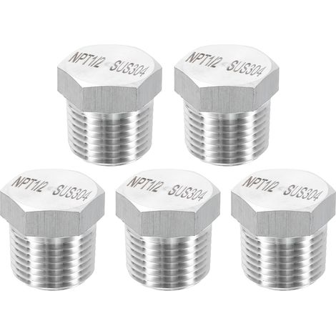 5Pcs 304 Inox Acier Tuyau 1/2" NPT Mâle Filetage Extérieur (1/5)