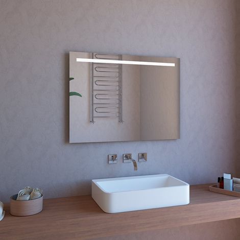 Badezimmerspiegel mit Hintergrundbeleuchtung 100x70cm mit LED-Touch-Licht und Bluetooth ETR114