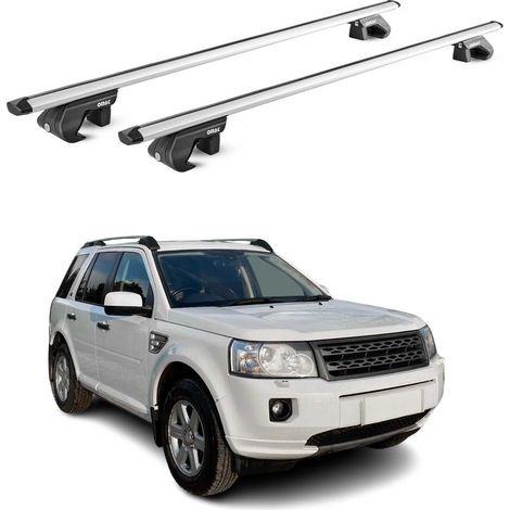 OMAC Dachträger Aluminium TÜV geprüft für Land Rover Freelander II L359 2007-2015 – Für Standard Dachreling – T Nut – Max 90 kg – 2 Schlösser Silber (1/5)