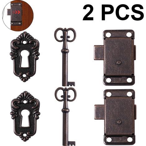 Serrure De Meuble Ancienne - Serrure À Mortaise Avec Clé - Pour Armoires Tiroirs Boîtes À Outils Boîtes À Bijoux - 2 Pièces (1/5)