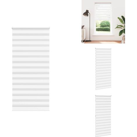 Store zèbre blanc 110x200 cm largeur du tissu 105,9cm polyester - Store Zébré - Stores Zébrés - Store À Enrouleur Zébré - Double Store À Enrouleur (1/5)