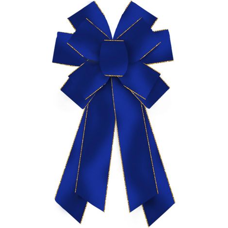 Grands nœuds pour Couronne de Noël, Bleu Roi de Prusse et dorés en Velours pour Couronne, Grands nœuds en Toile de Jute pour décoration de Noël, Maison, intérieur, extérieur, décoration de fête (1/5)