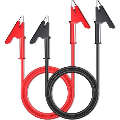 [NEVER USED] 2-pack double-ended crocodile clip test leads with insulated terminals, flexible copper test cable for electrical testing, 1 m