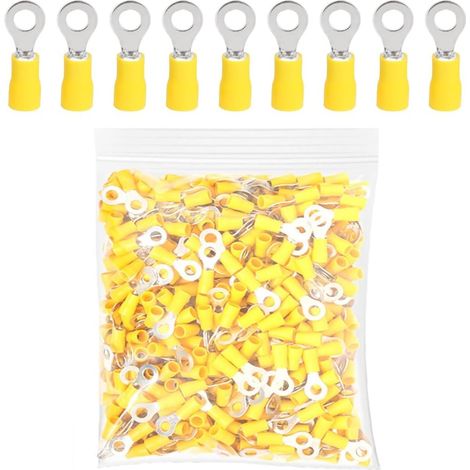 100 Connecteur à sertir, Anneau M5, Cuivre, Isolant PVC, 10-12 AWG, Industrie électrique (1/5)