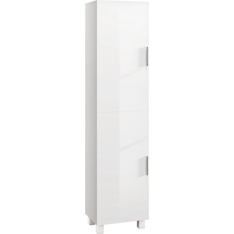 Armoire salle de bain haute meuble de rangement colonne 2 portes et étagères réglables 40 x 30 x 167,5 cm blanc