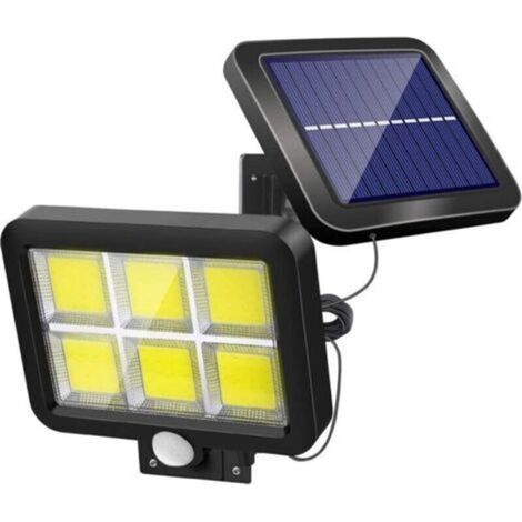 Lampe Solaire Extérieur Puissante avec Détecteur de Mouvement 120 LED Étanche Blanc Éclairage Lumières Solaires pour Jardin Terrasse Patio Porte Parking Lumière de Sécurité Cordon de 5 m, (1/4)
