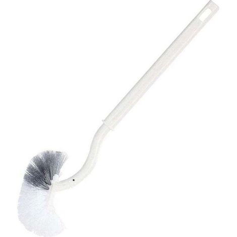 Brosse pour cuvette de toilette, brosse de salle de bain à poignée compacte, épurateur à angle de conception incurvée avec poils solides pour un nettoyage en profondeur (1/4)