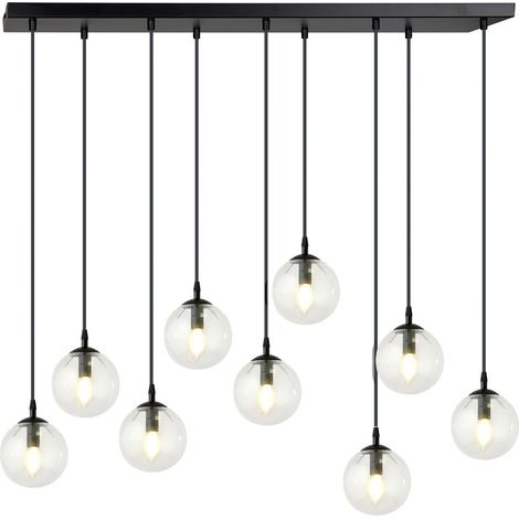Lustre Emibig COSMO 9xE14 verre transparent noir IP20 (1/5)