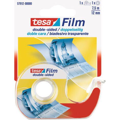 Cinta adhesiva de oficina de doble cara tesa 7,5 mx12 mm + dispensador