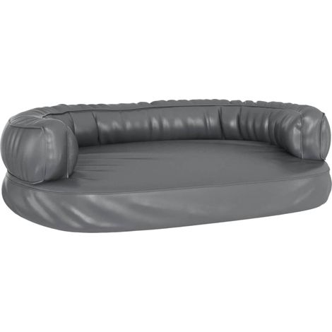 Ergonomic Foam Dog Bed Grey 75x53 cm Faux Leather vidaXL