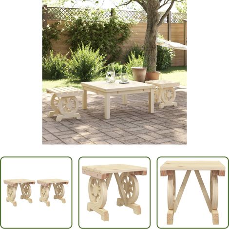 Meubles d'extérieur - Repose-pieds de jardin lot de 2 bois de sapin massif