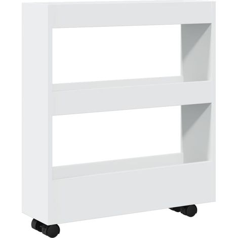 Chariot de rangement étroit à 3 niveaux en bois d'ingénierie blanc CFW705617 (1/5)