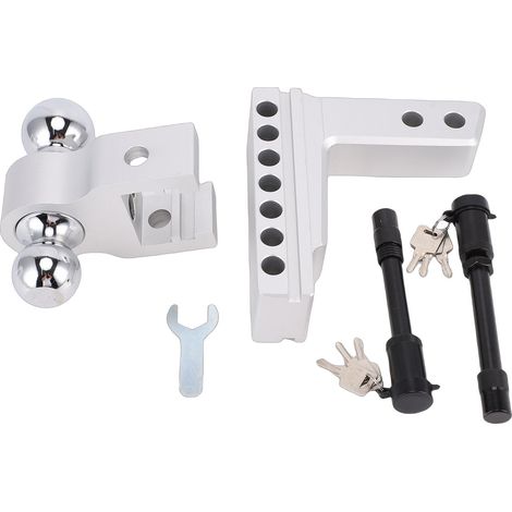Attelage de remorque à boule réglable avec une capacité de remorquage robuste de 5 670 kg (2 5/16 po) pour récepteurs standard de 5 170 mm (2 po x 2 po), argent (1/4)