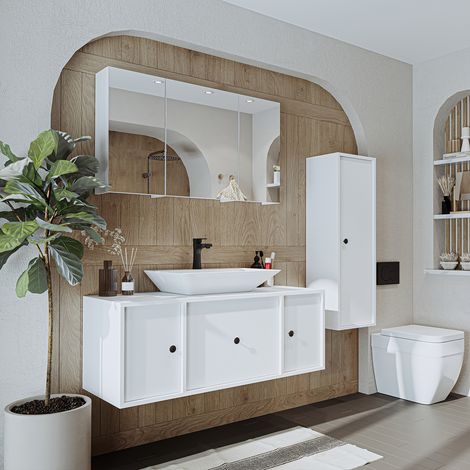 Roomart GUSTO-II-120 Bad-Set 4-tlg 120 cm breit, Weiß